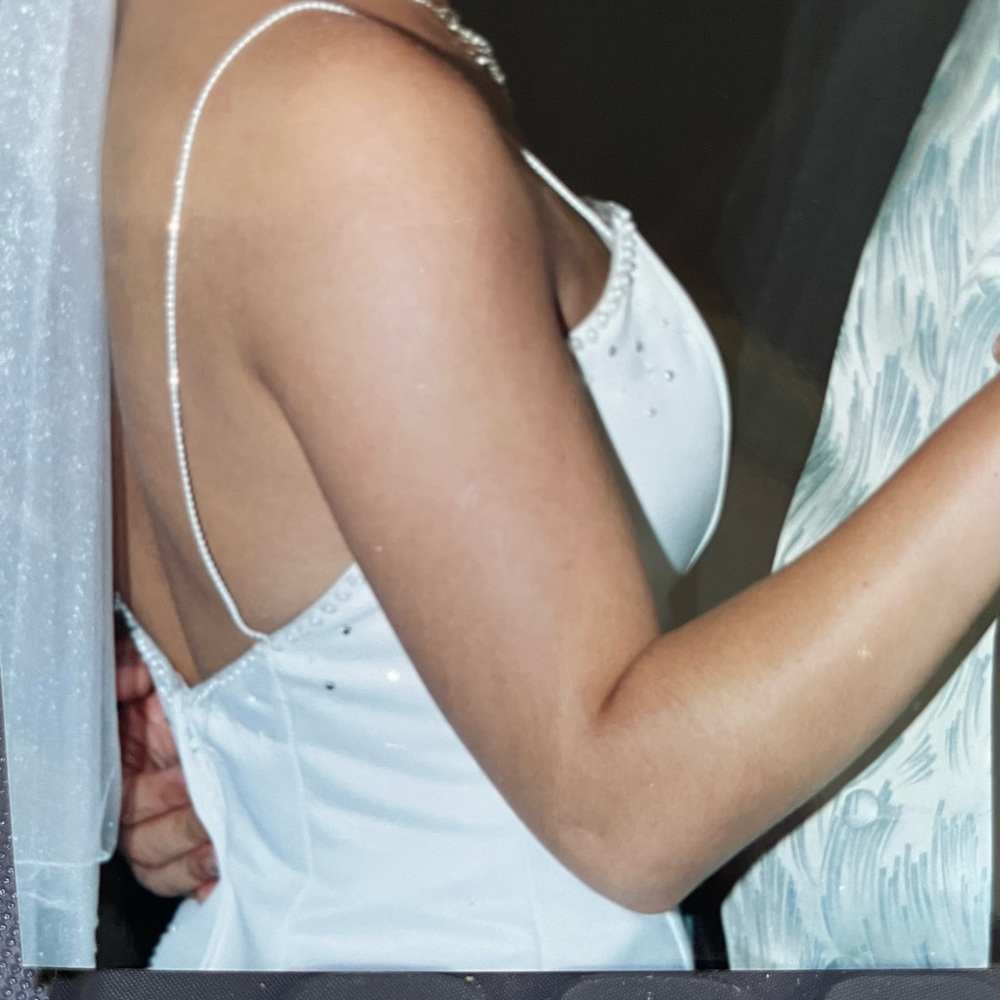 WEDDING DRESS - CUSTOM MADE in Europe - pure white taffeta - Picture 5 of 7